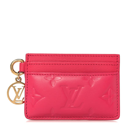 Louis Vuitton Lambskin Embossed Monogram Coussin Card Holder Bougainvillier 1 of 7