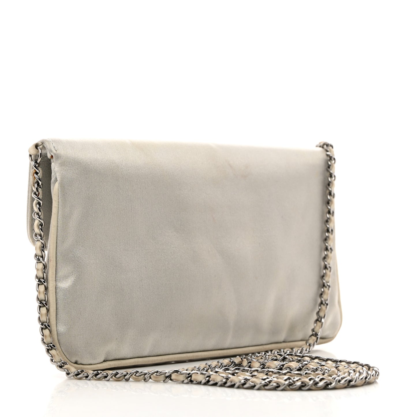 Satin Small Mademoiselle Flap Silver