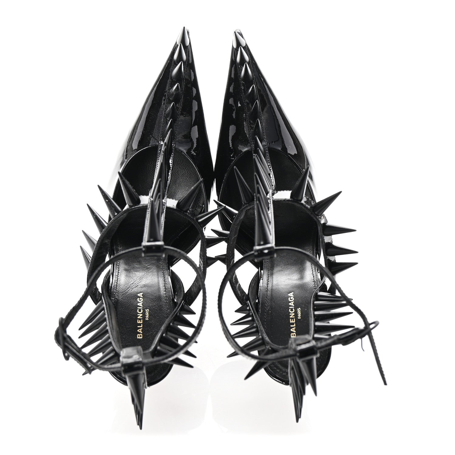 Balenciaga Glossy Calfskin Spiked Pumps 36 Black 2 of 10