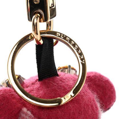 Burberry Cashmere Check Calfskin Crystal Concertina Thomas Bear Bag Charm Fuchsia Pink 3 of 6