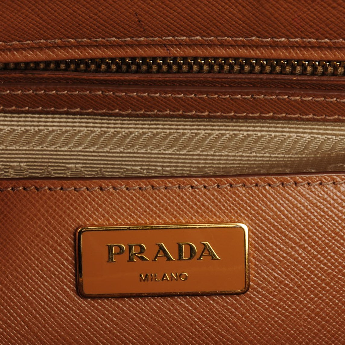 Prada Saffiano Large Galleria Double Zip Tote Caramel 7 of 9