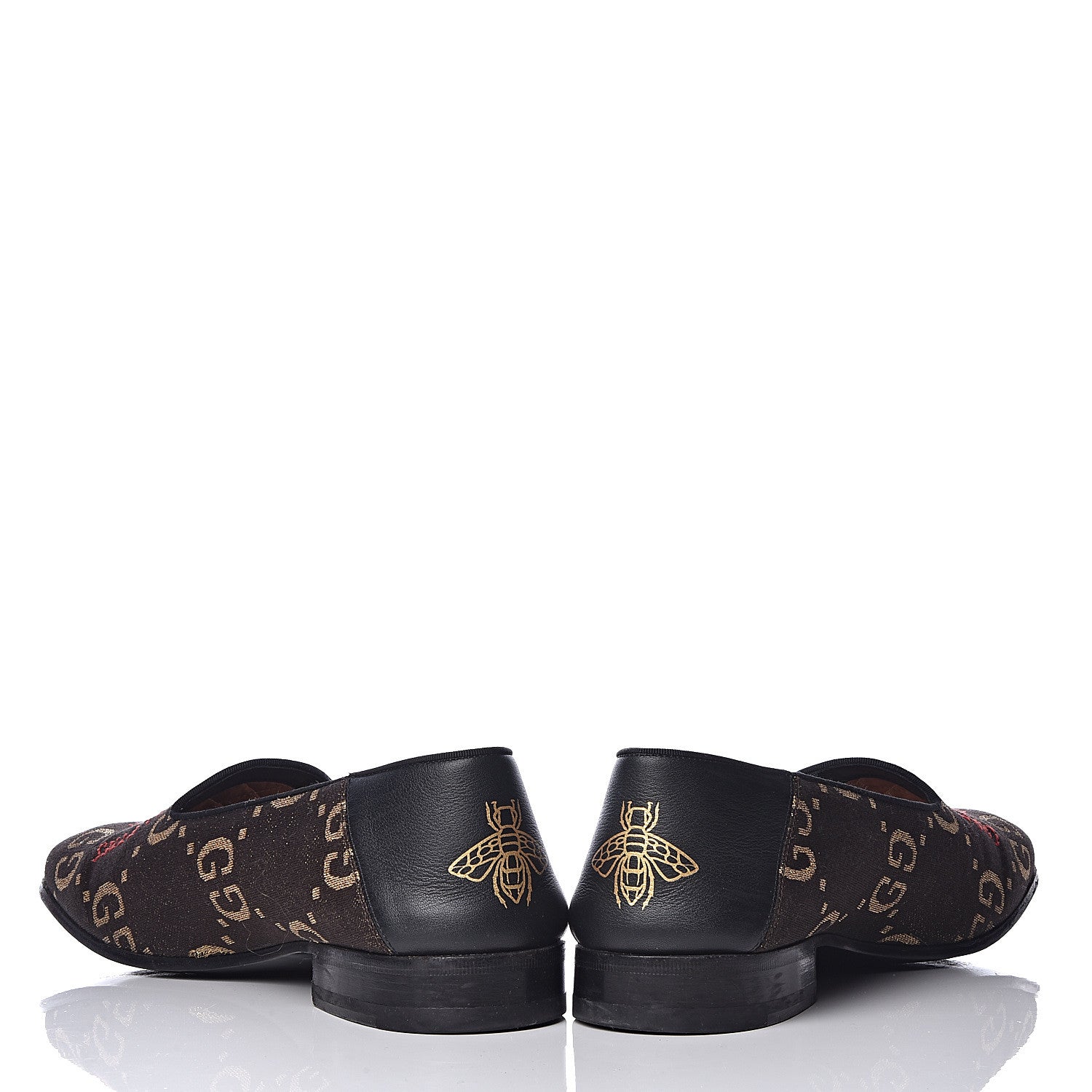 Gucci Calfskin Canvas Mens Chambre des Squelettes Loafers 8 Brown Black 12 of 15
