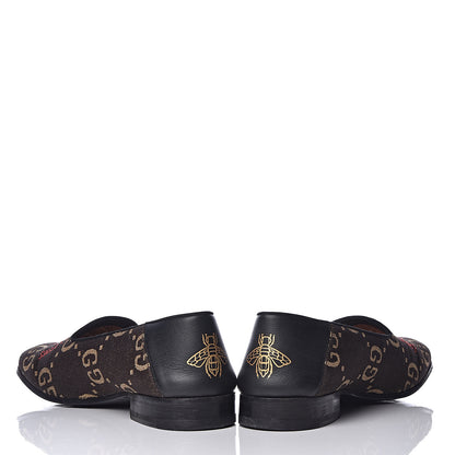 Gucci Calfskin Canvas Mens Chambre des Squelettes Loafers 8 Brown Black 12 of 15