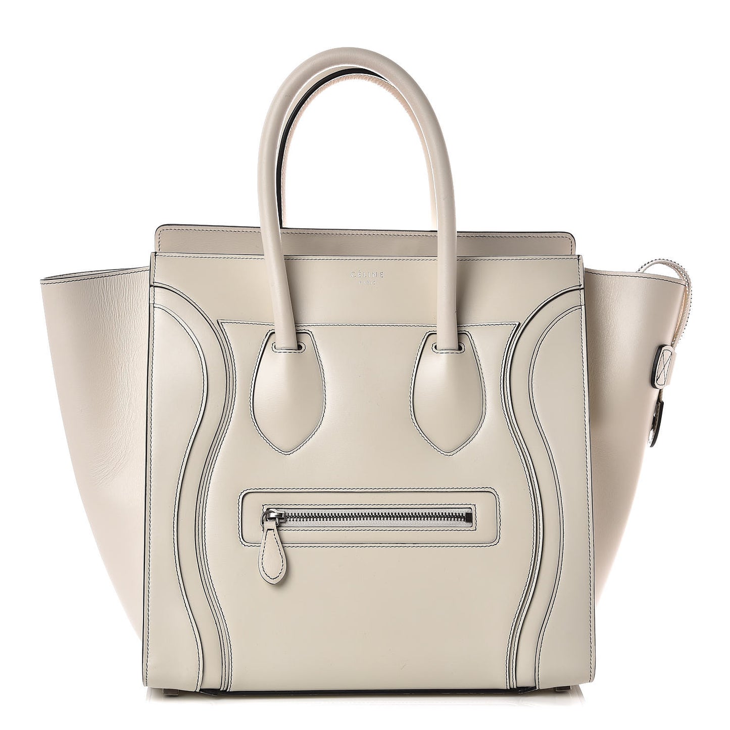 Satin Calfskin Mini Debossed Luggage White