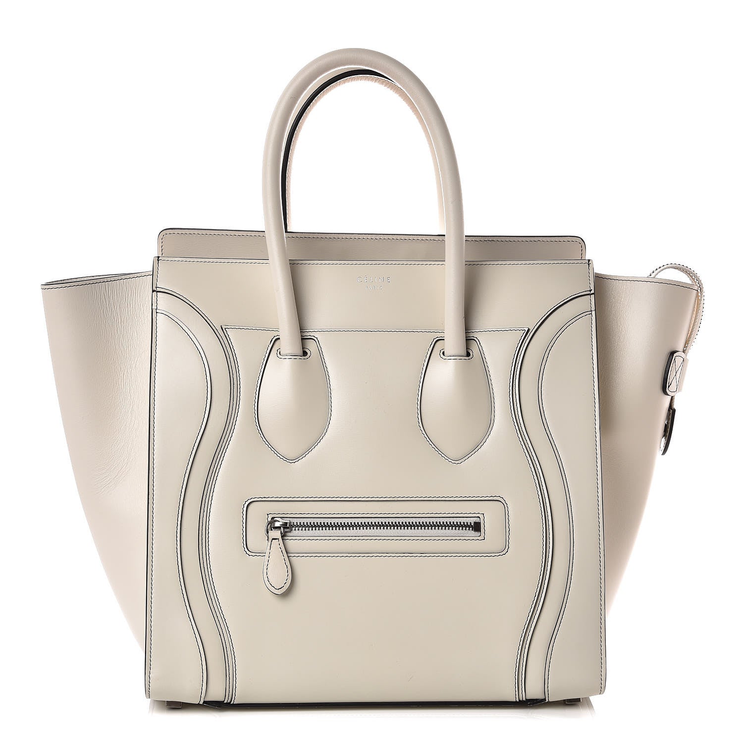 Celine Satin Calfskin Mini Debossed Luggage White 1 of 16