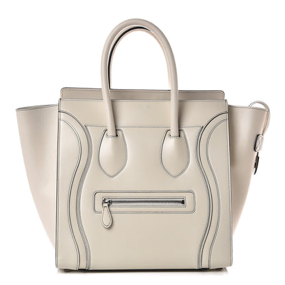 Celine Satin Calfskin Mini Debossed Luggage White 1 of 16