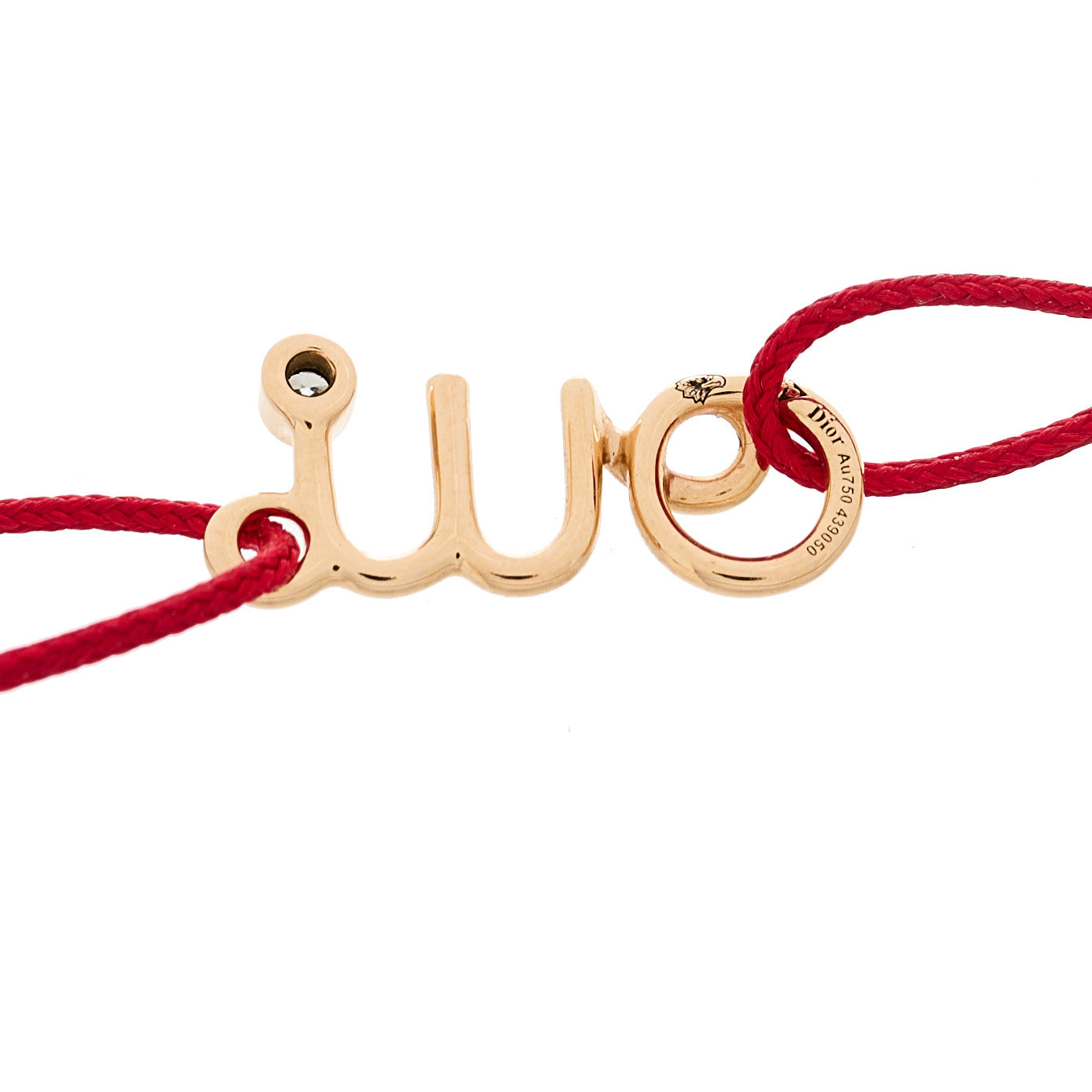18K Rose Gold Diamond Oui Cord Bracelet Red