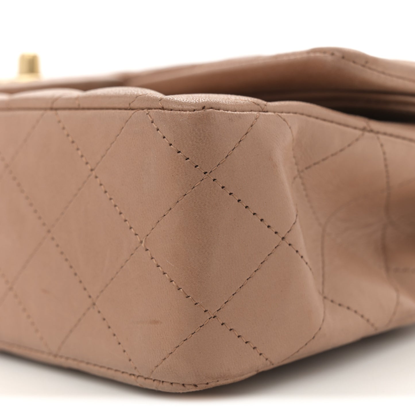 Lambskin Quilted Medium Double Flap Brown