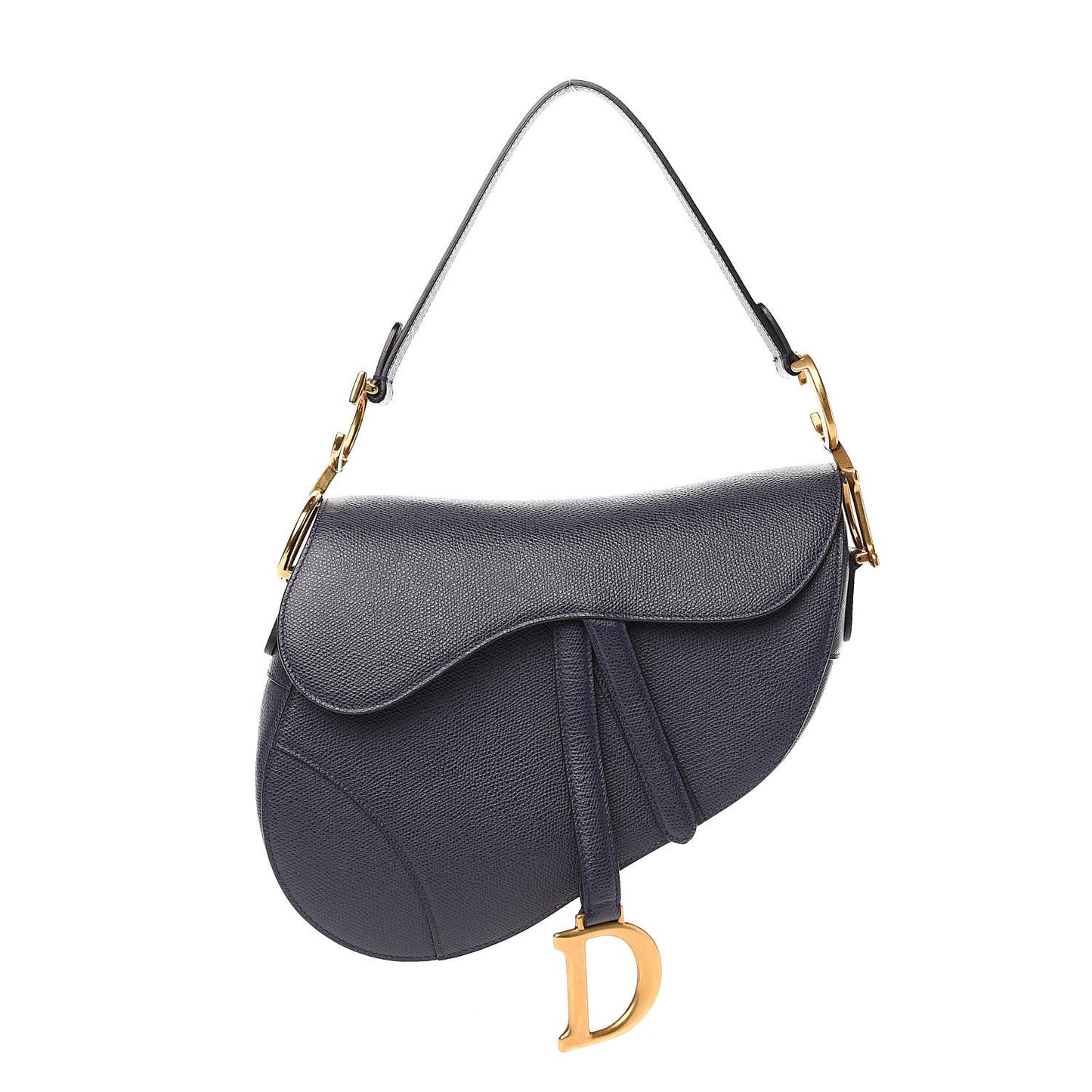 Grained Calfskin Saddle Bag Navy