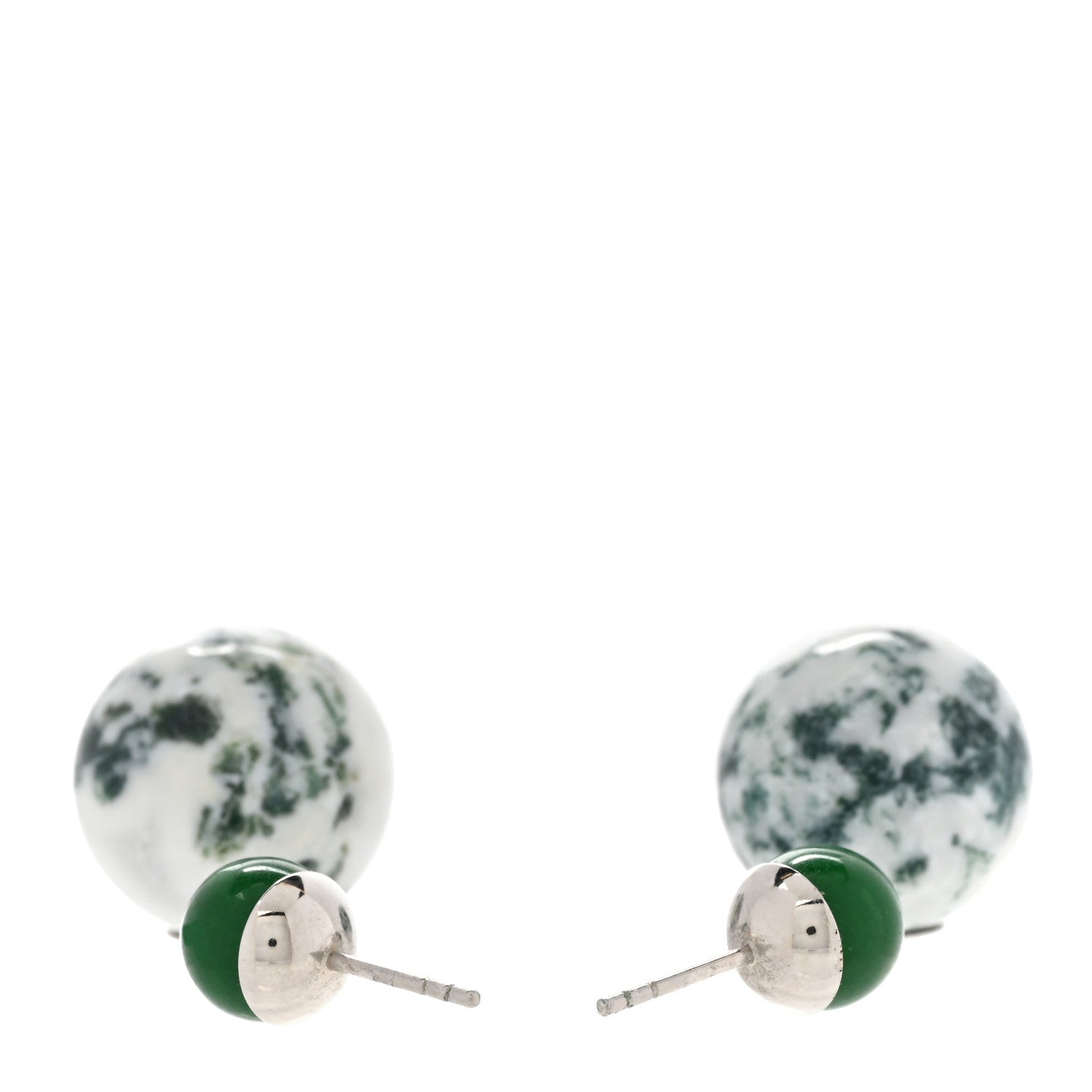 Christian Dior Palladium Mise En Dior Tribal Earrings Green 3 of 5