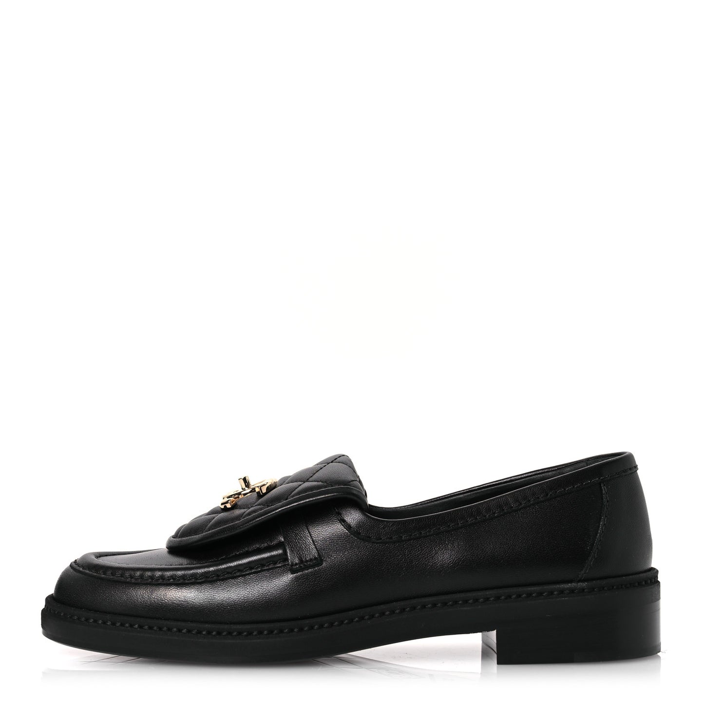 Lambskin Quilted CC Turnlock Loafers 37 Black