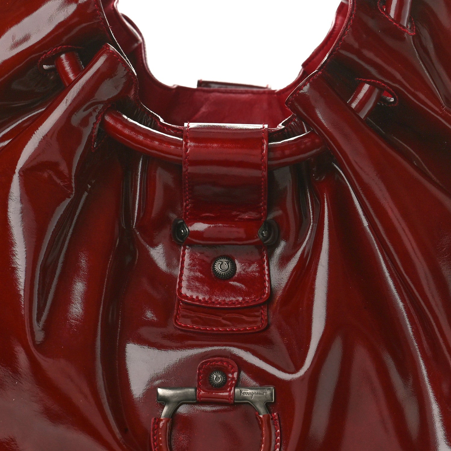 Salvatore Ferragamo Patent Celtico Hobo Red 7 of 11