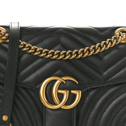 Gucci Calfskin Matelasse Small GG Marmont Shoulder Bag Black 8 of 11