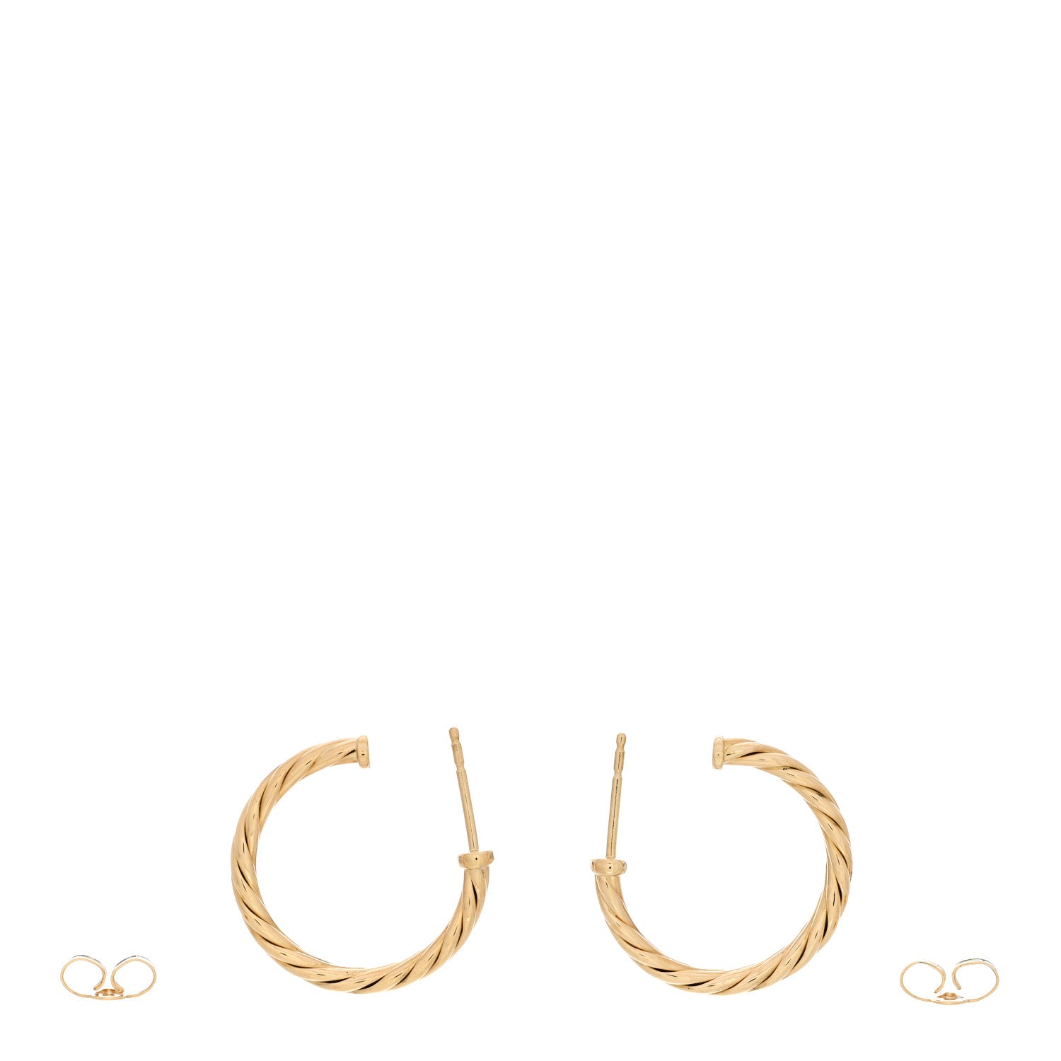David Yurman 18K Yellow Gold Mini Cablespira Hoop Earrings 3 of 5