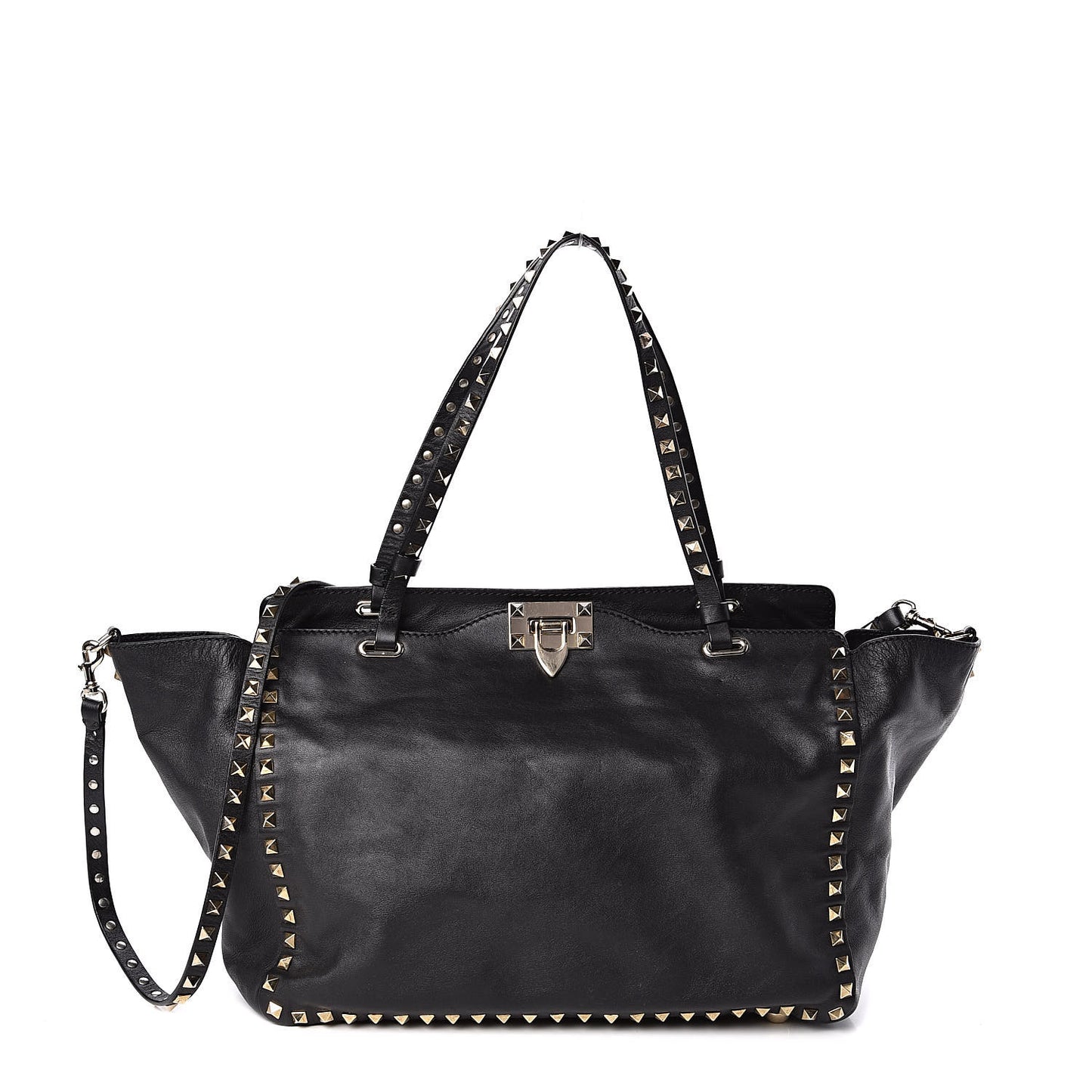 Vitello Medium Rockstud Tote Black