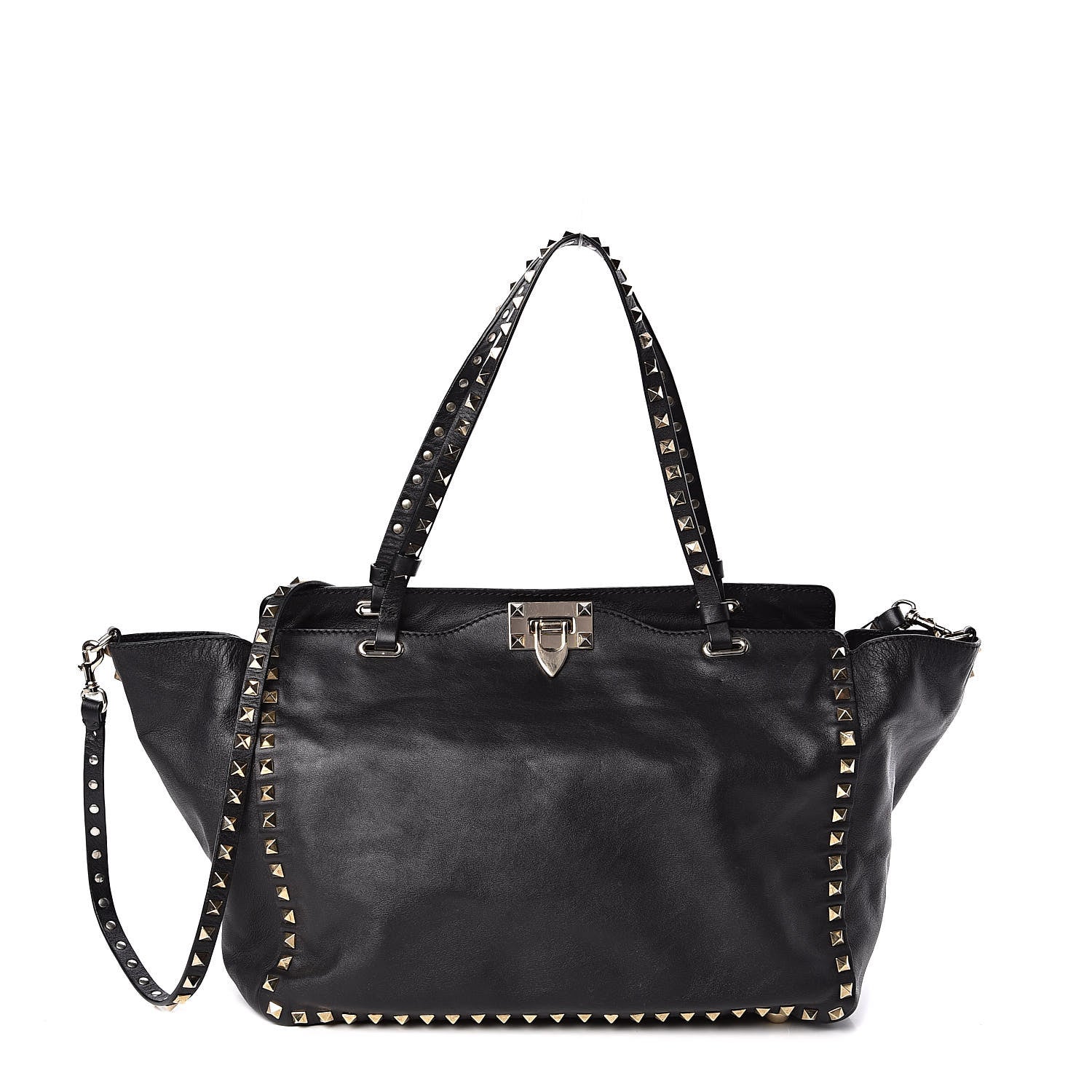 Valentino Garavani Vitello Medium Rockstud Tote Black 1 of 10