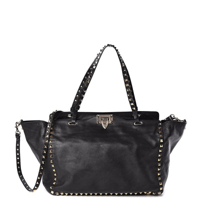 Valentino Garavani Vitello Medium Rockstud Tote Black 1 of 10