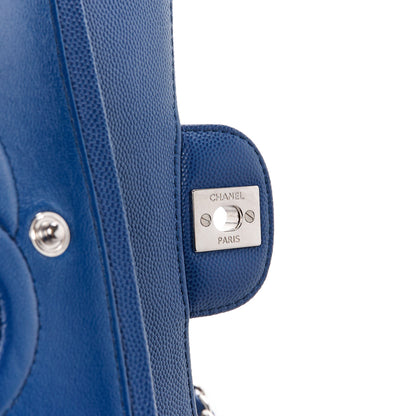 Chanel Caviar Chevron Quilted Small Double Flap Blue 7 of 11