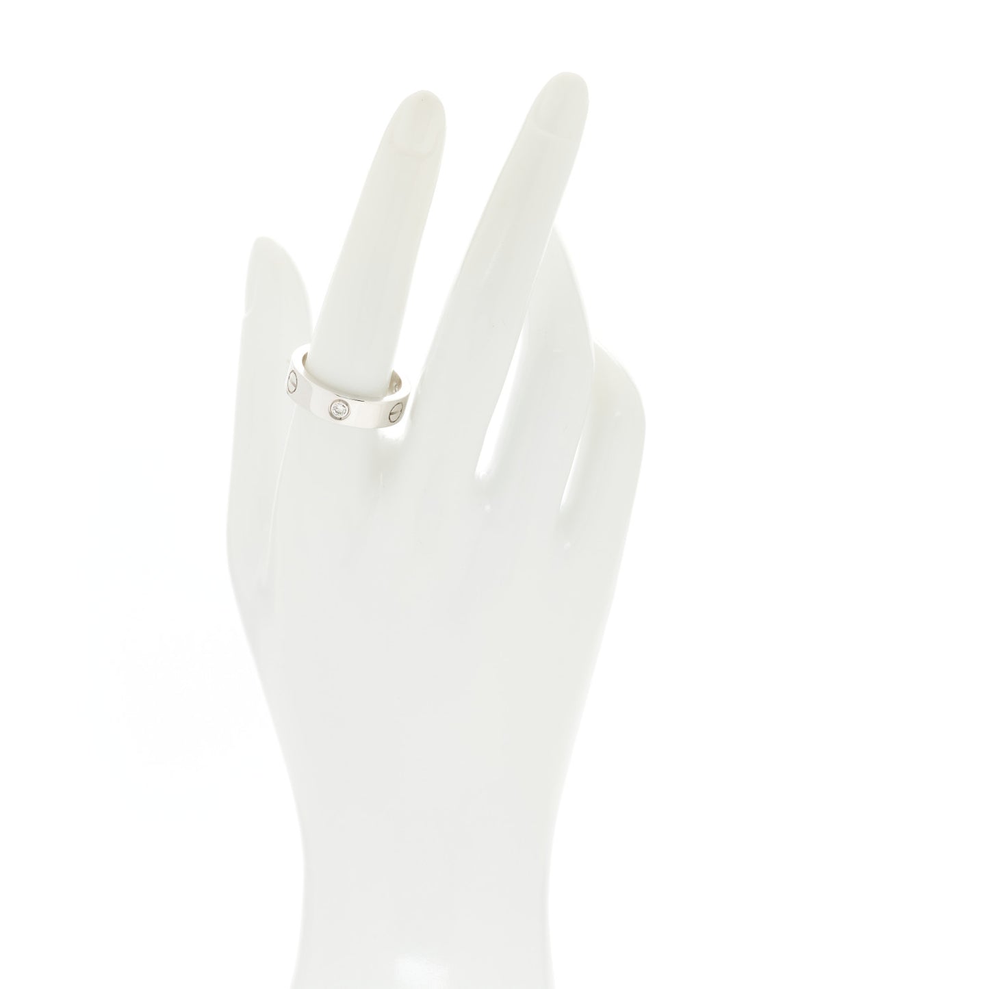 18K White Gold 3 Diamond 5.5mm LOVE Ring 58 8.5