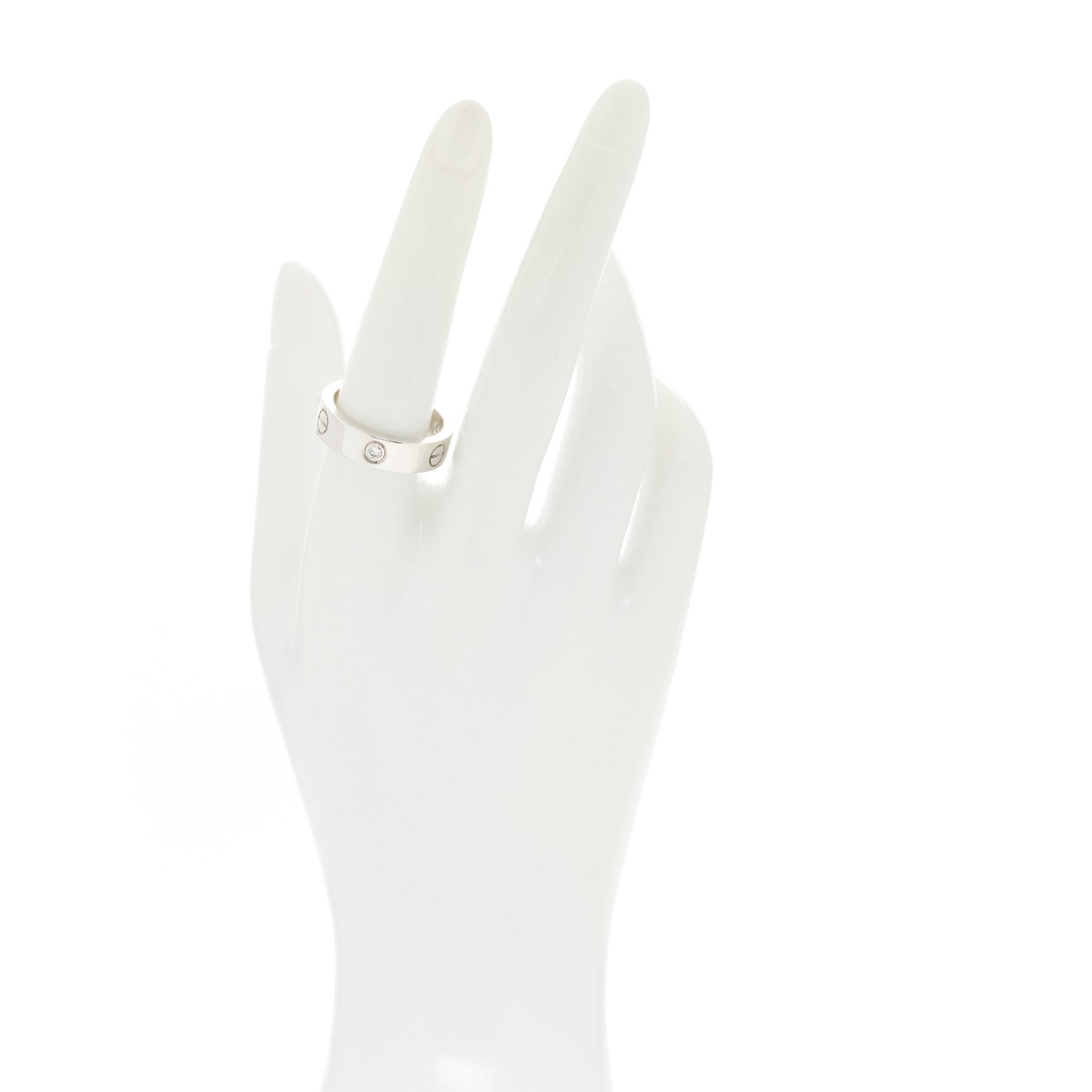 Cartier 18K White Gold 3 Diamond 5.5mm LOVE Ring 58 8.5 2 of 6