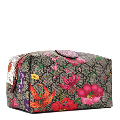 Gucci Soft GG Supreme Monogram Flora Calfskin Medium Ophidia Cosmetic Case Beige Ebony Multicolor Rosso 3 of 10