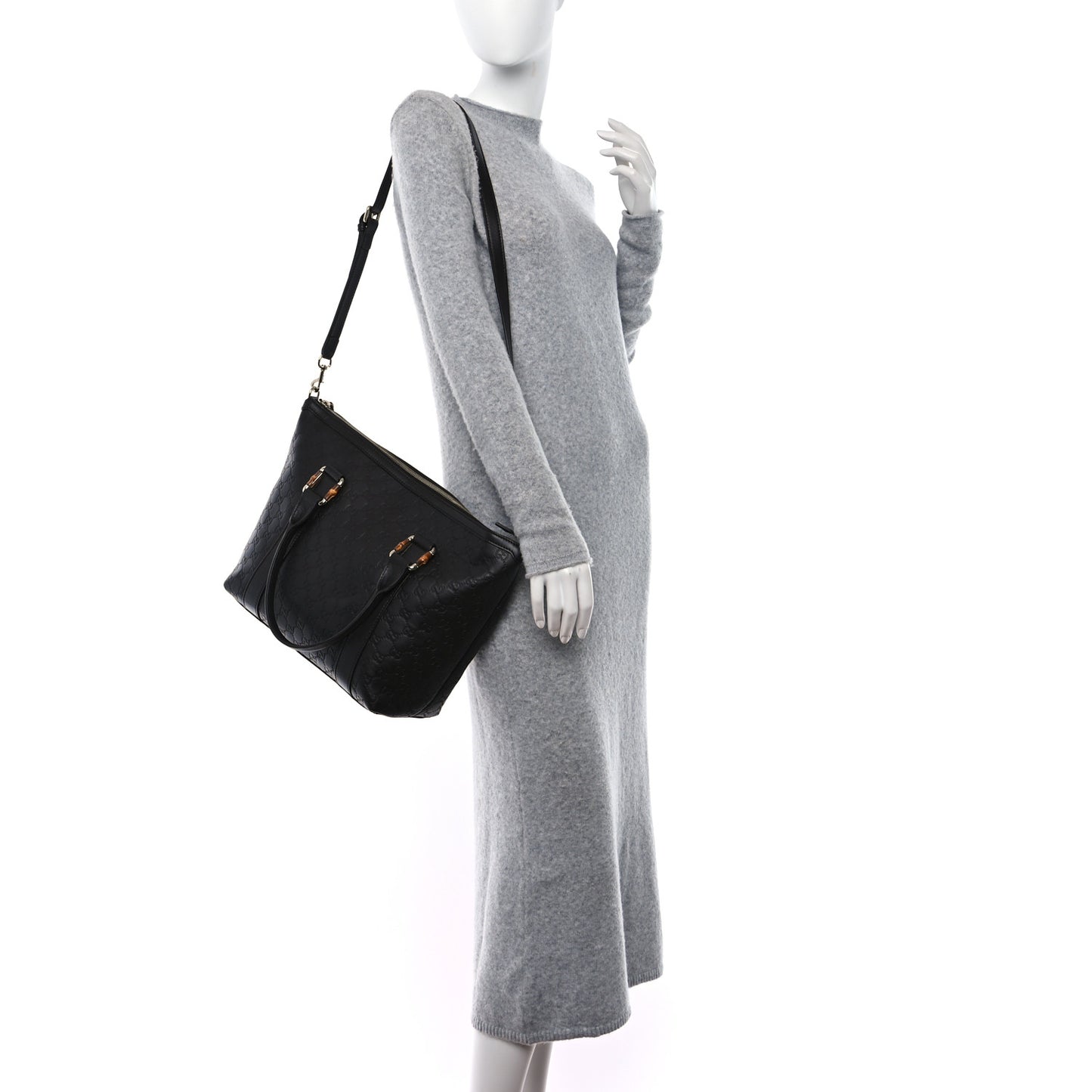 Guccissima Bamboo Top Handle Tote Dark Brown