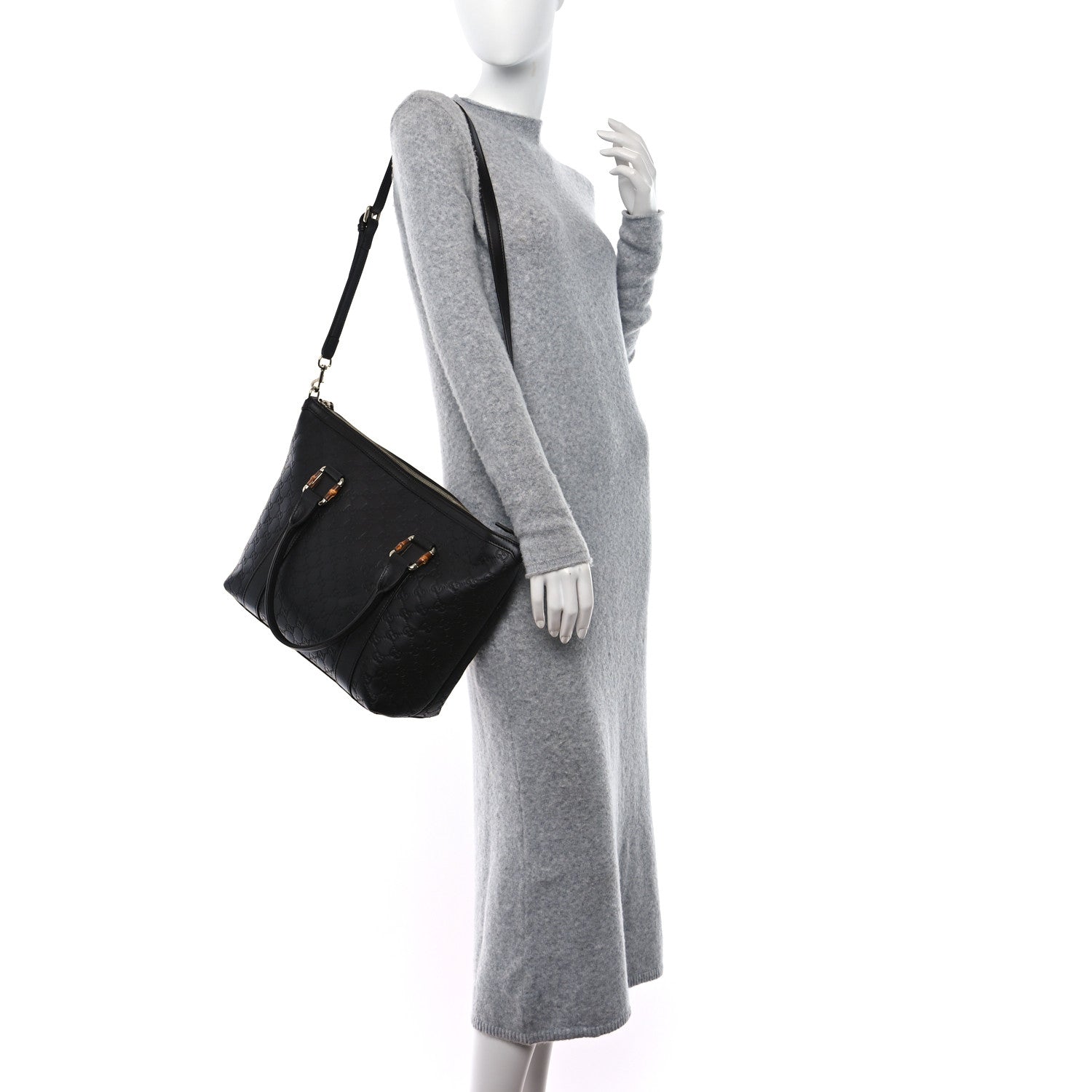 Gucci Guccissima Bamboo Top Handle Tote Dark Brown 2 of 11