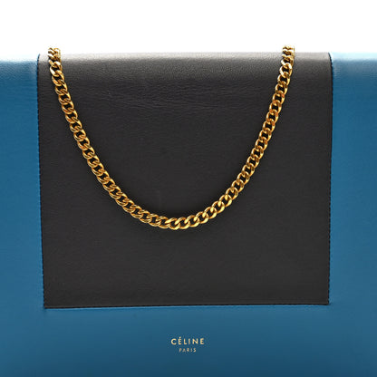 Celine Smooth Lambskin Frame Evening Chain Clutch Turchese Liquorice 7 of 9