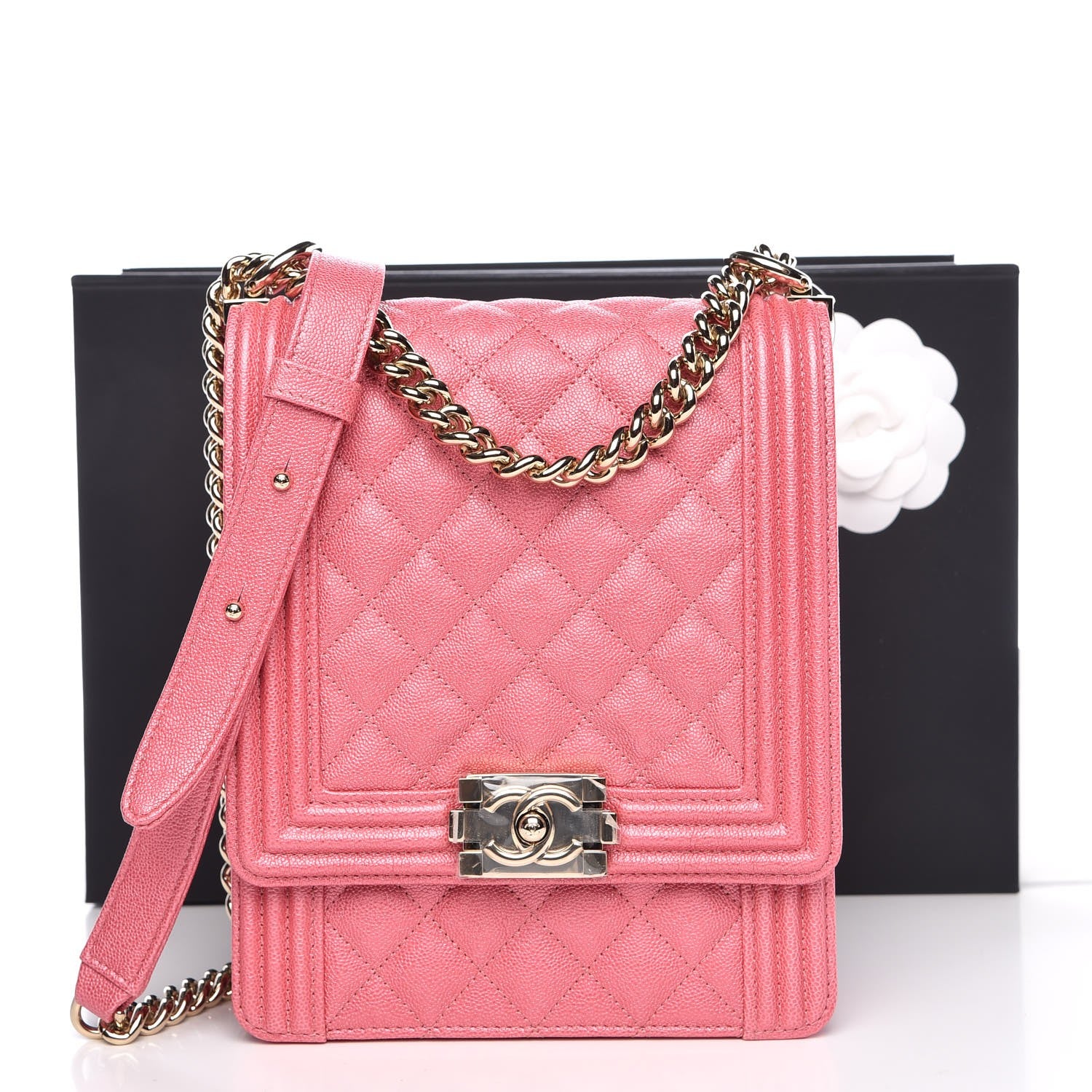 Chanel Caviar Quilted North South Boy Flap Pink 8 of 8