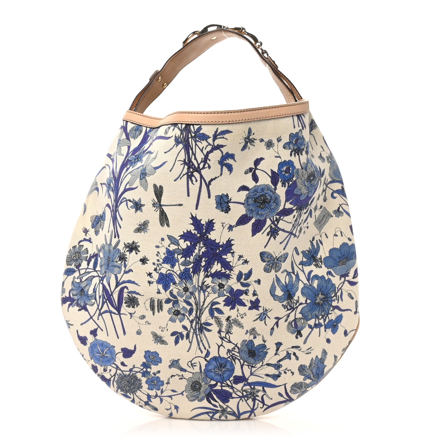 Gucci Canvas Flora Floral Large Wave Hobo Blue 1 of 10