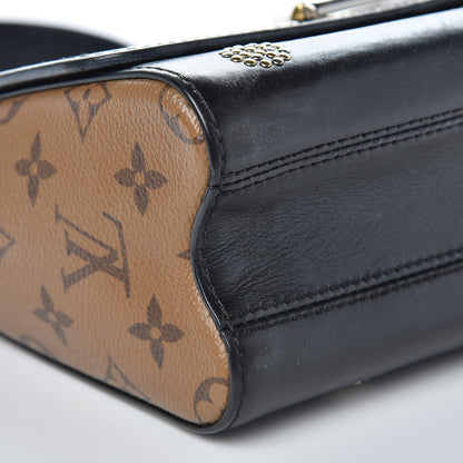 Louis Vuitton Calfskin Reverse Monogram Studded Twist Shoulder Bag MM Black Gold 10 of 13