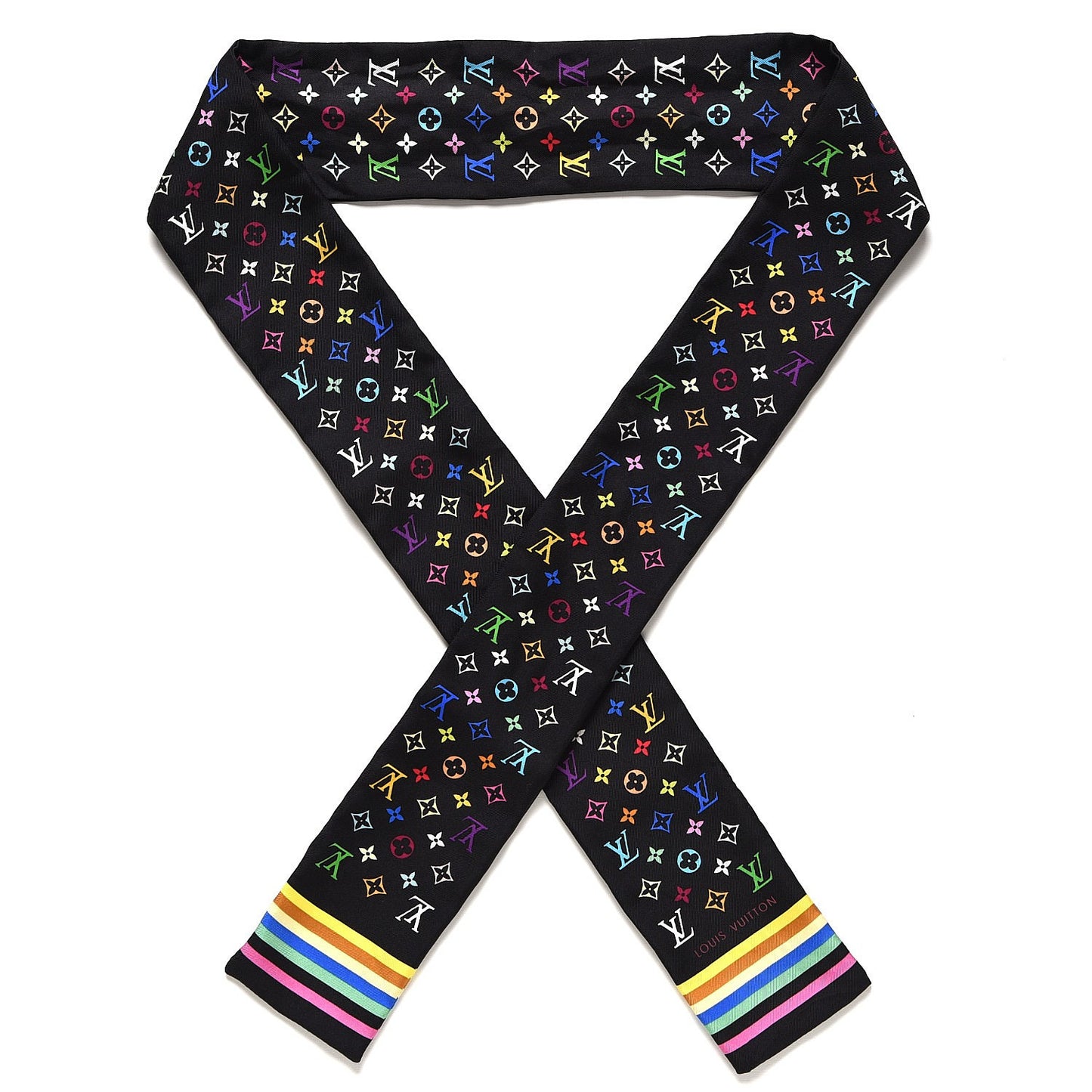 Silk Monogram Multicolor Bandeau Black
