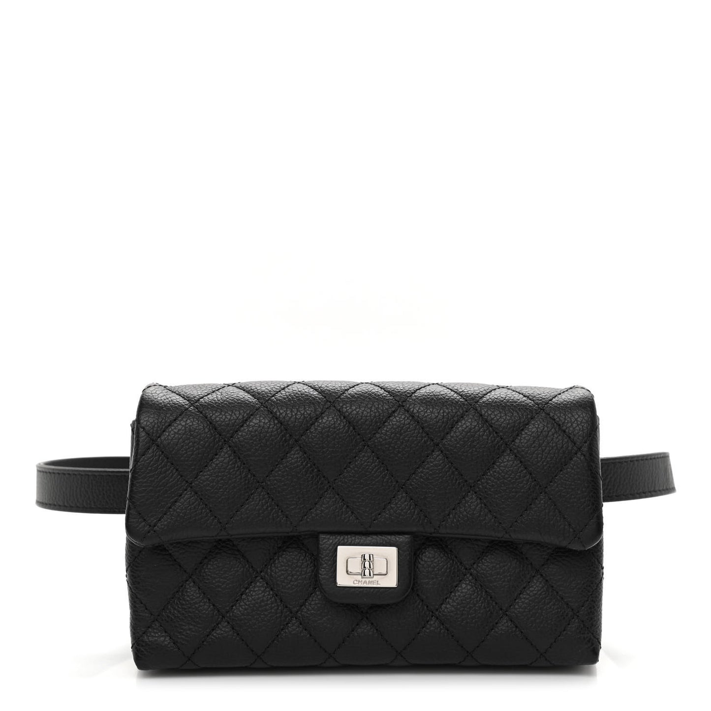 Grained Calfskin Quilted 2.55 Reissue Flap Belt Bag Clutch Black