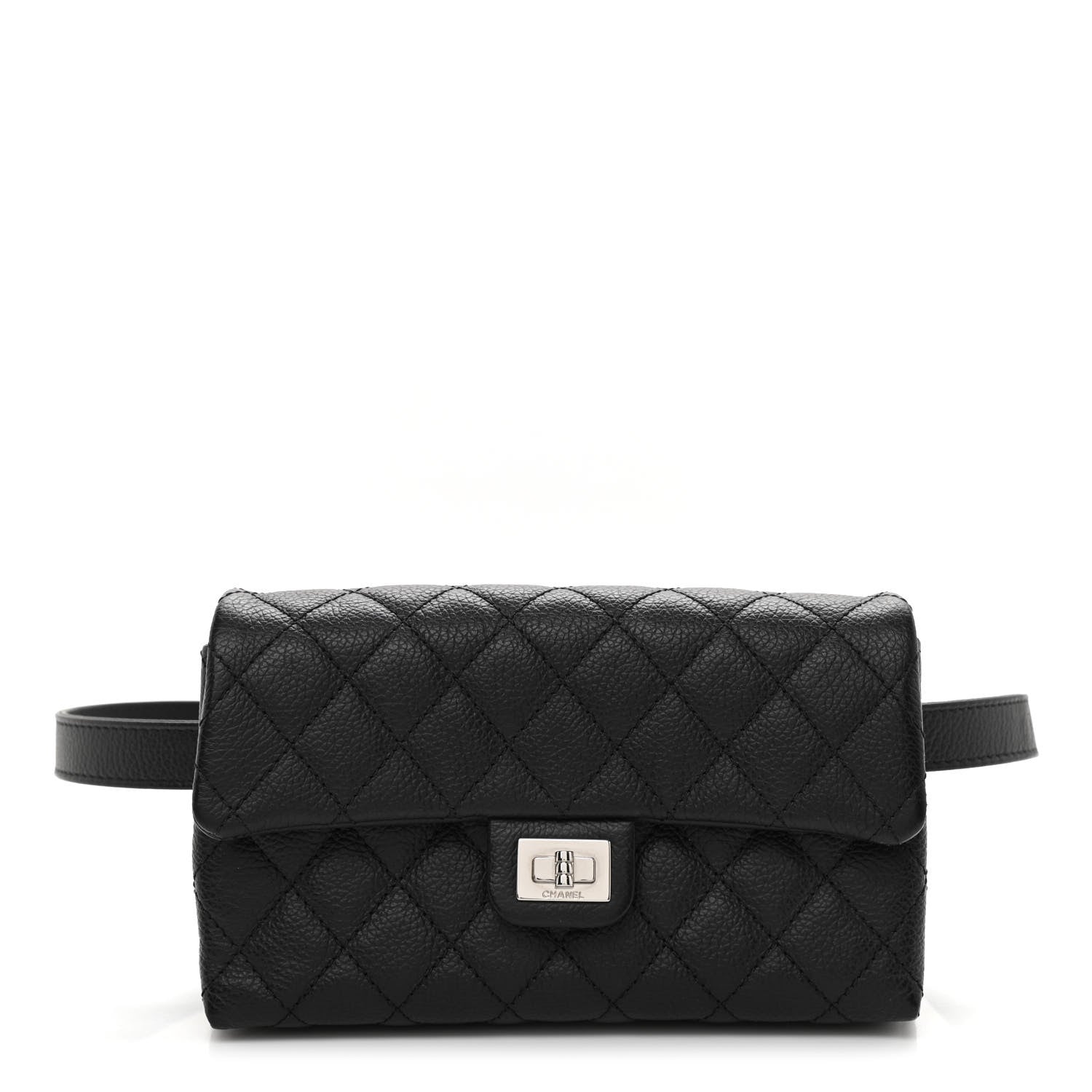 Chanel Grained Calfskin Quilted 2.55 Reissue Flap Belt Bag Clutch Black 1 of 10