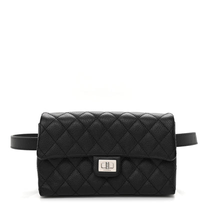 Chanel Grained Calfskin Quilted 2.55 Reissue Flap Belt Bag Clutch Black 1 of 10