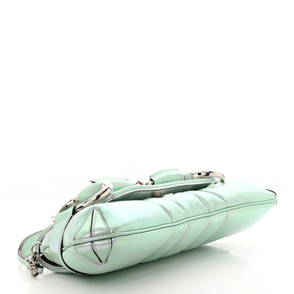 Gucci Iridescent Nappa Vertical Matelasse Medium Maxi Horsebit Chain Shoulder Bag Iridescent Salvy Green 4 of 10