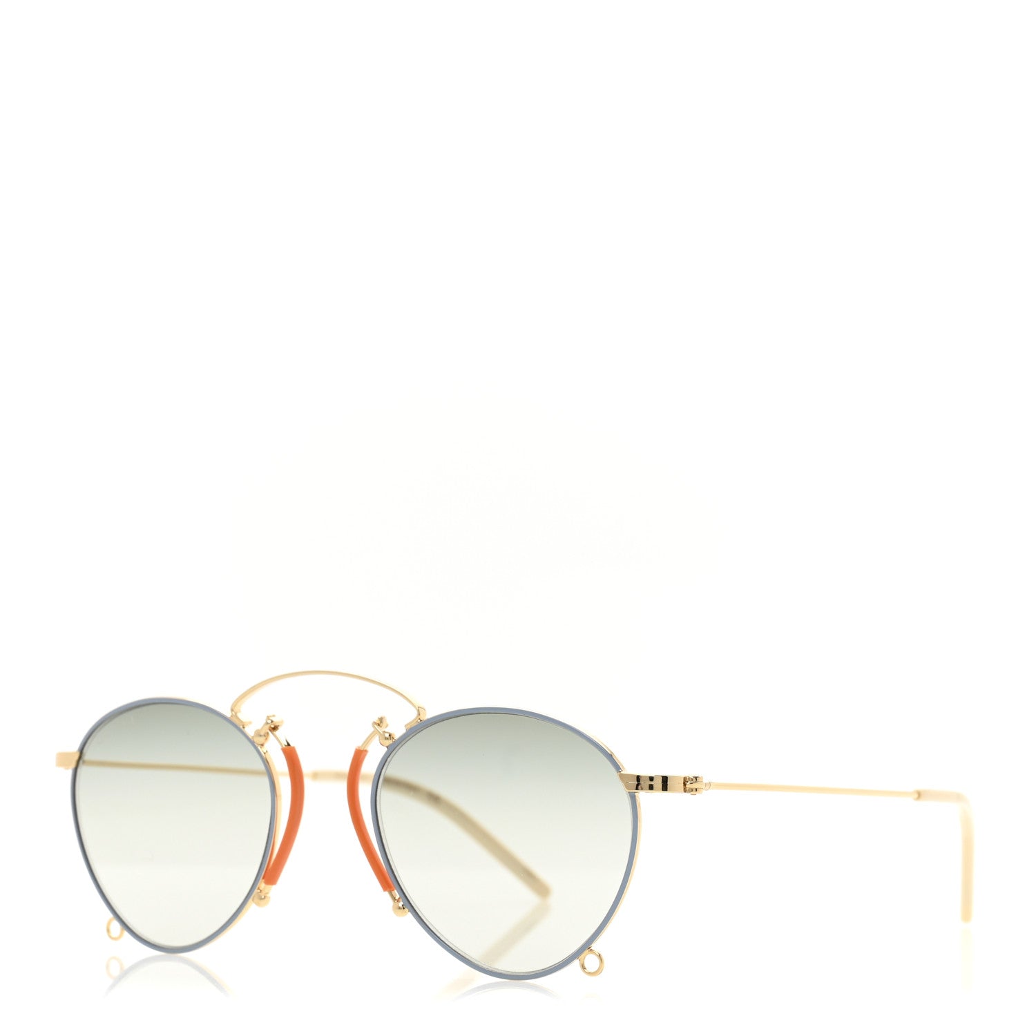 Gucci Metal Round Sunglasses GG1034S Gold Light Blue 1 of 8