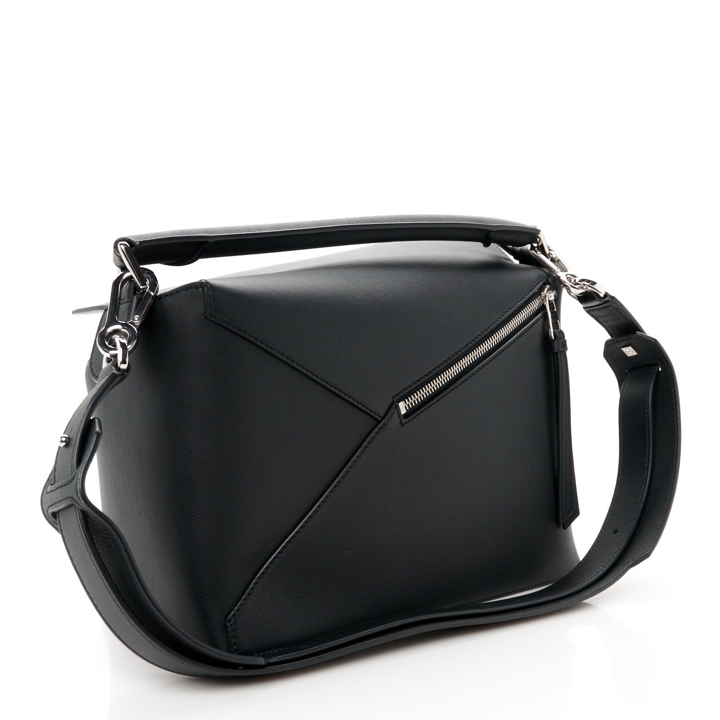 Calfskin Medium Puzzle Edge Bag Black