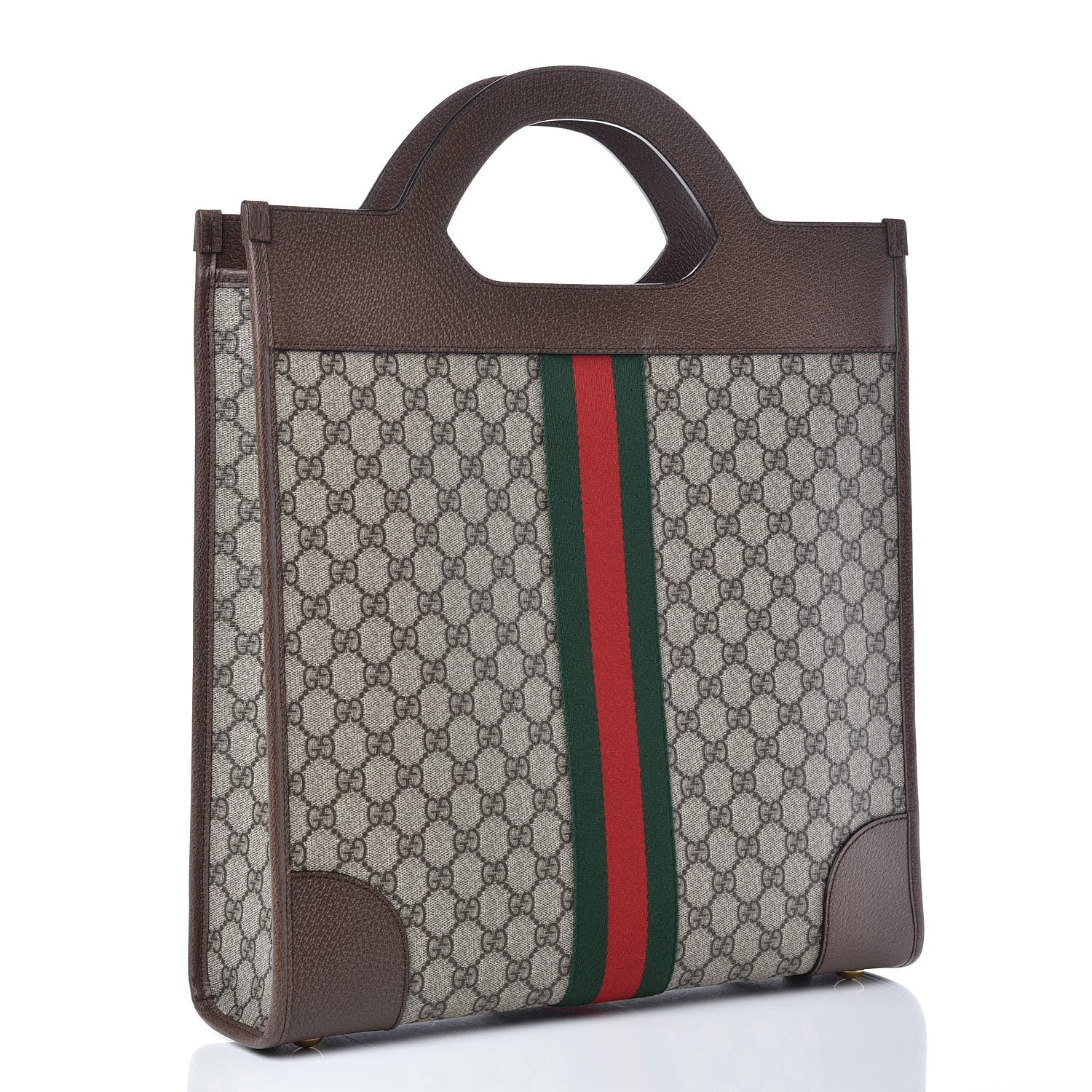 Gucci GG Supreme Monogram Textured Calfskin Web Medium Ophidia Slip Handle Tote Beige Ebony New Acero 3 of 9