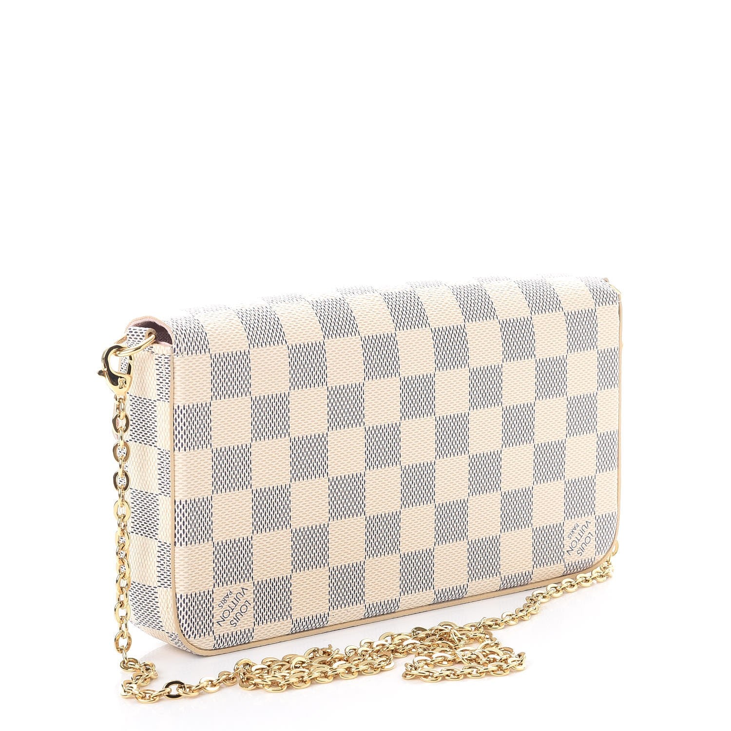Louis Vuitton Damier Azur Pochette Felicie Chain Wallet Rose Ballerine 4 of 12
