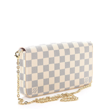 Louis Vuitton Damier Azur Pochette Felicie Chain Wallet Rose Ballerine 4 of 12