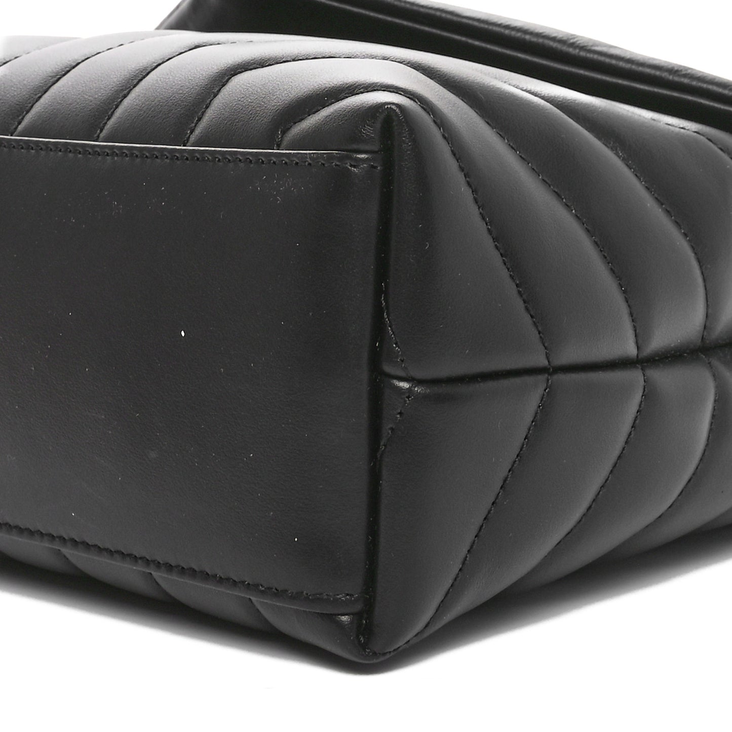 Calfskin Y Quilted Monogram Small Loulou Chain Satchel Black