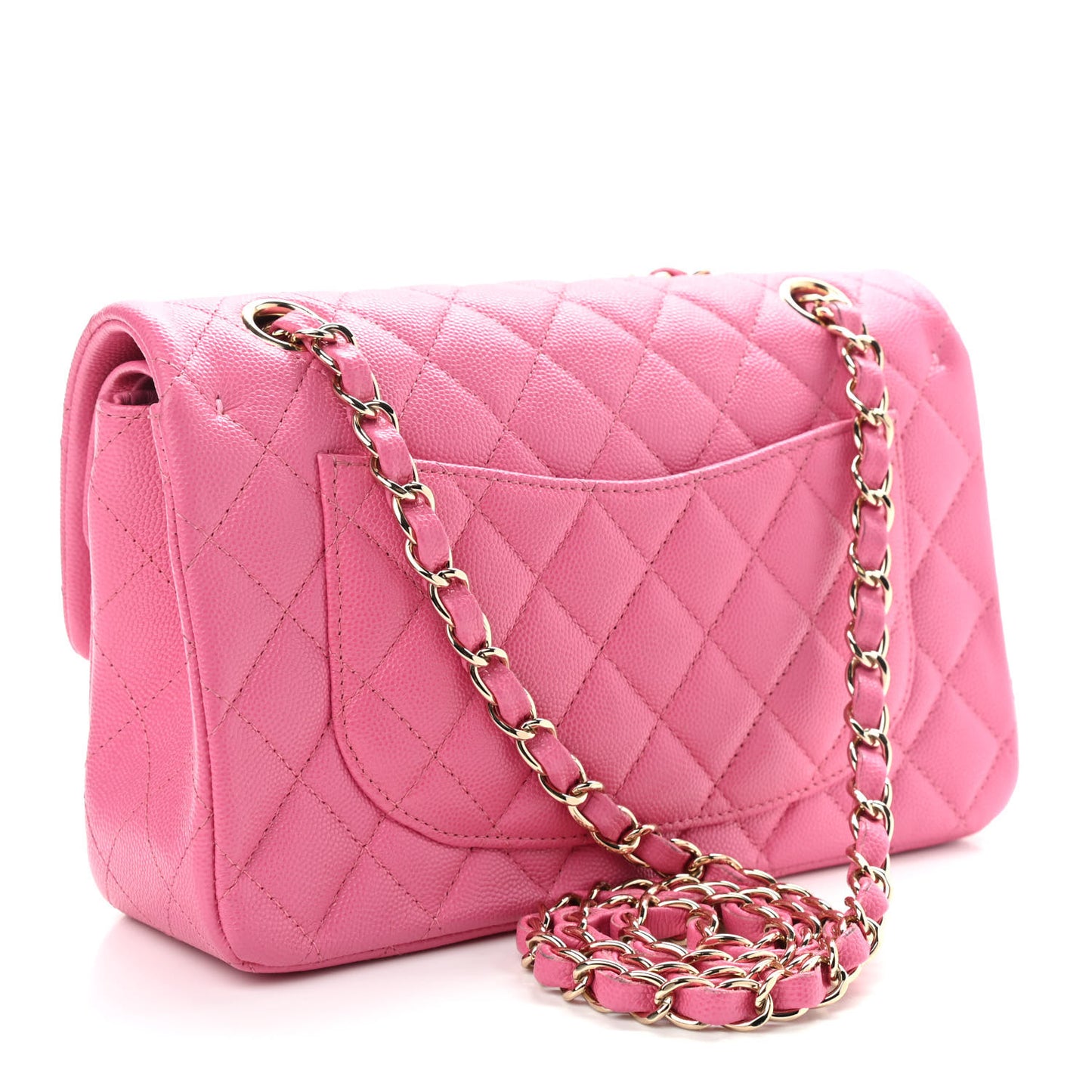 Caviar Quilted Small Double Flap Pink