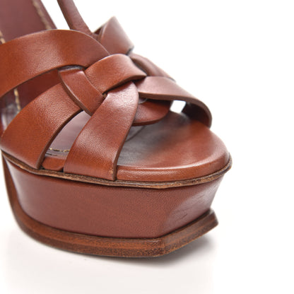 Saint Laurent Calfskin Tribute 105 Platform Sandals 35 Dark Cuoio 8 of 9