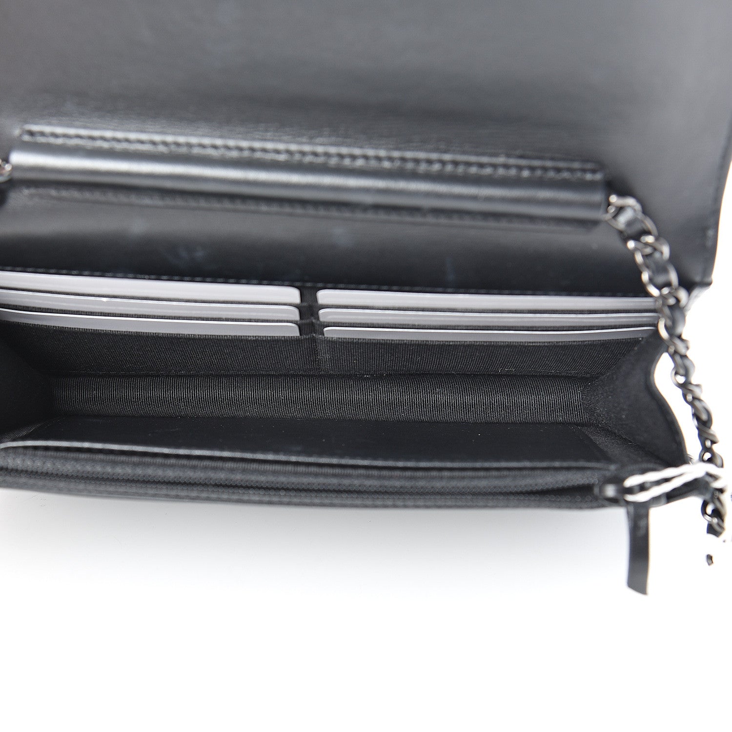 Chanel Aged Calfskin Chevron Quilted Gabrielle Wallet On Chain WOC Black 4 of 16