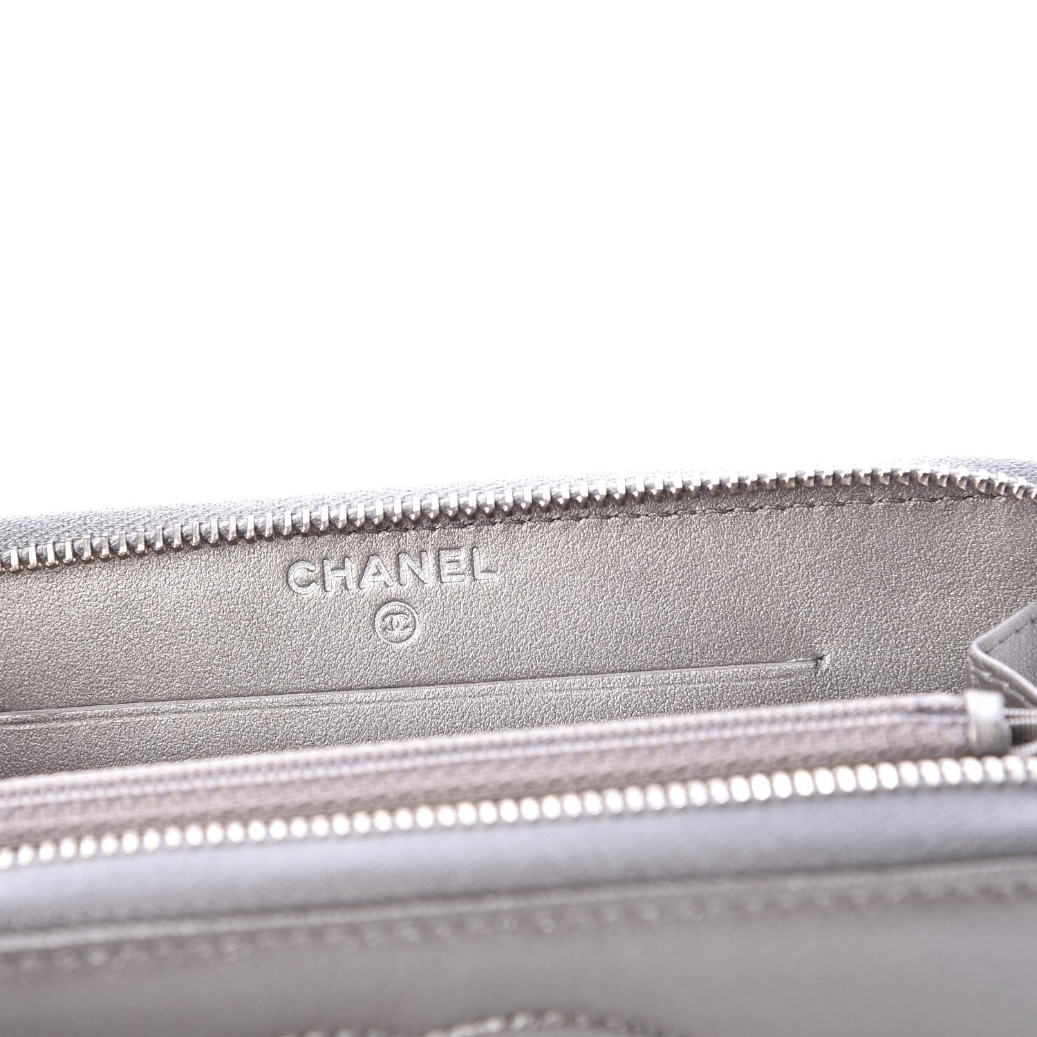 Chanel Metallic Caviar Quilted Medium Zip Around Wallet Silver 6 of 9