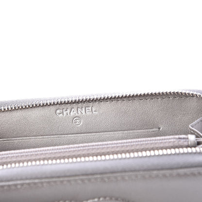 Chanel Metallic Caviar Quilted Medium Zip Around Wallet Silver 6 of 9