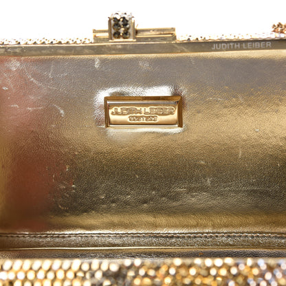 Judith Leiber Swarovski Crystal Minaudiere Clutch Gold Silver 6 of 8
