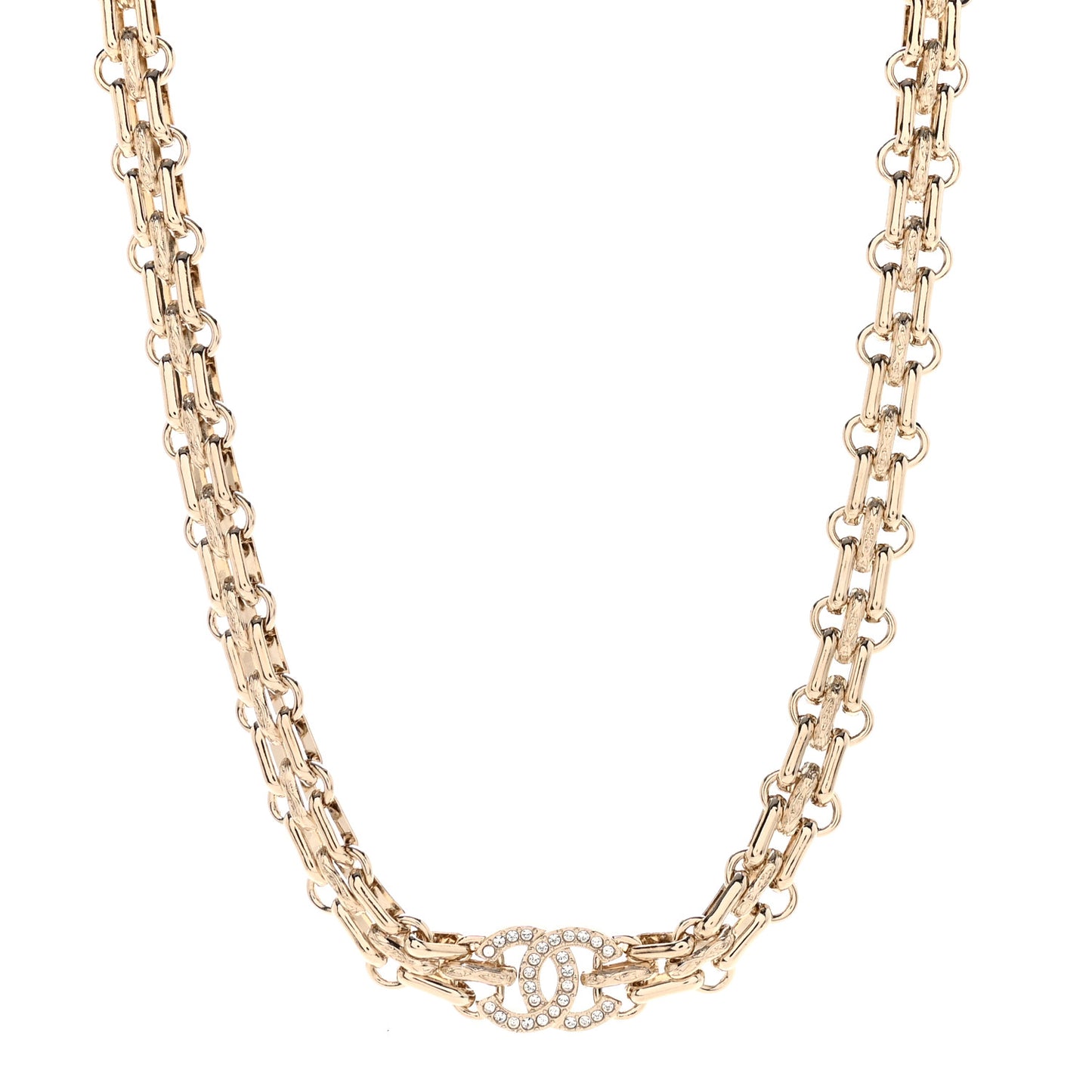 Metal Crystal CC Choker Necklace Gold