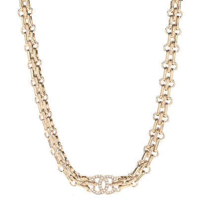 Chanel Metal Crystal CC Choker Necklace Gold 1 of 7